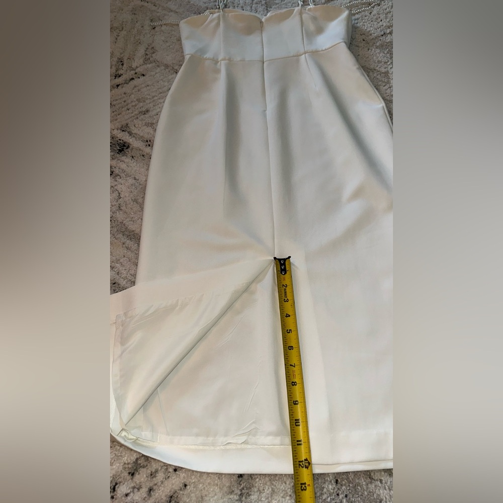 ANTONIO MELANI Ivory Midi Sheath Dress with Delicate Straps - Picture 11 of 16